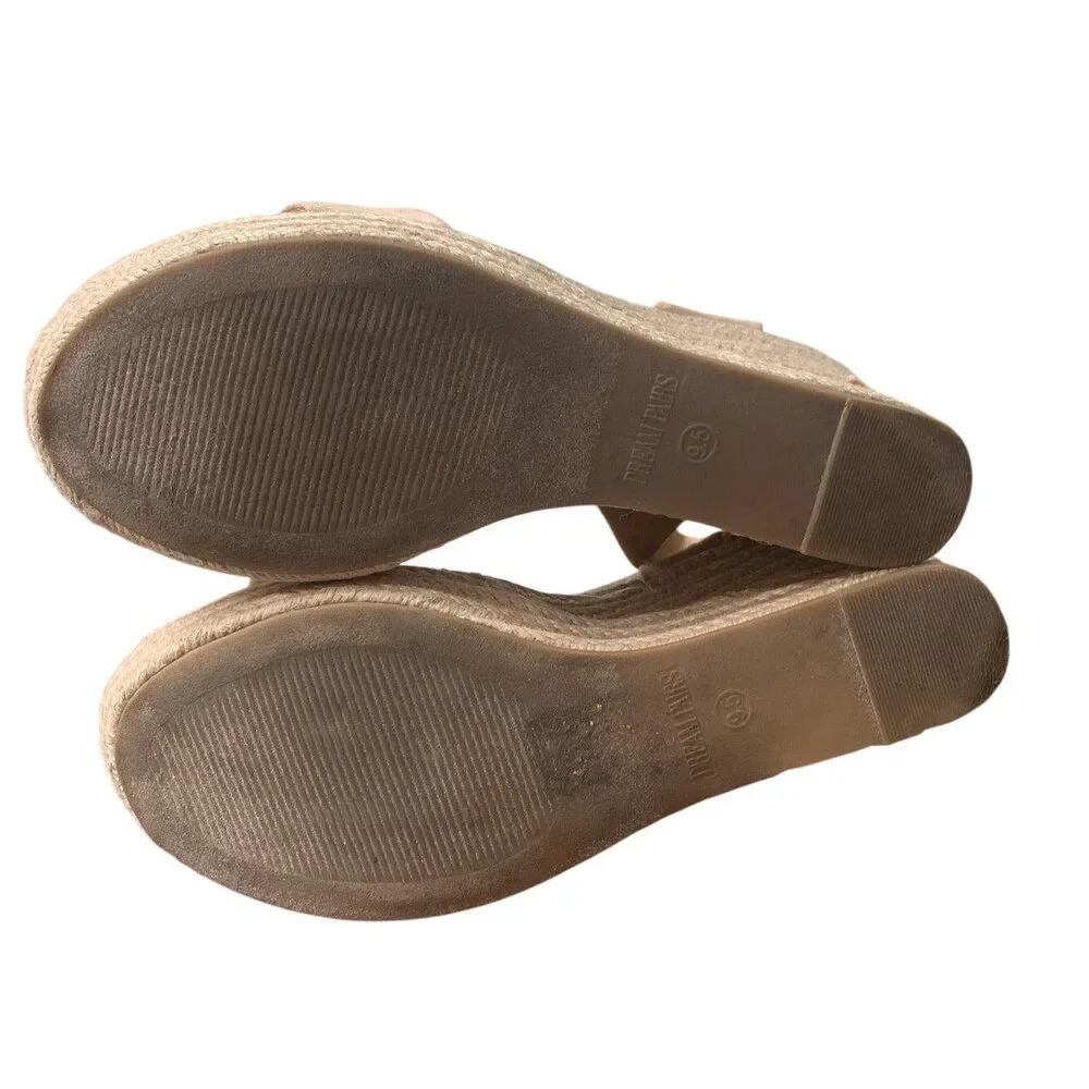 Dream Pairs Womens Size 9 Tan Faux Suede Open Toe 4.25
